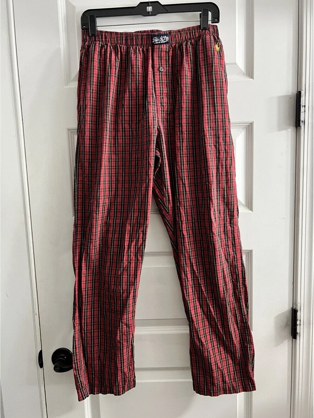 Polo Ralph Lauren Tartan Plaid Red Pajama Pants Men M 100% Cotton Xmas